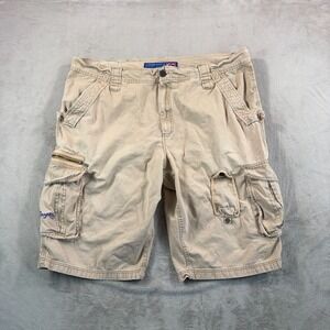 Vintage Coogi Australia Paratrooper Cargo Shorts in Beige Men 48 Distressed‎ Y2K